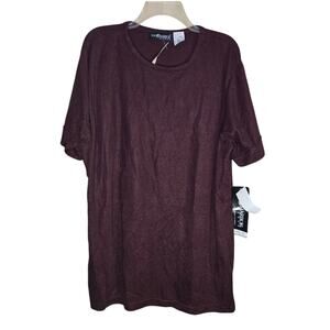 NWT Sag Harbor 2X Raisin/Burgundy/Dark Maroon Textured Knit Top [0298]